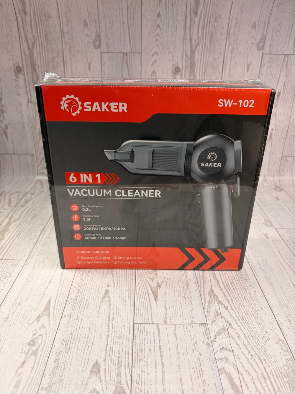 SAKER SW-102 6-in-1 Handheld Vacuum Cleaner - Black And Red